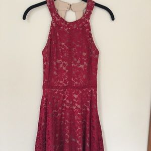 Crystal Doll Red Lace A-Line Dress